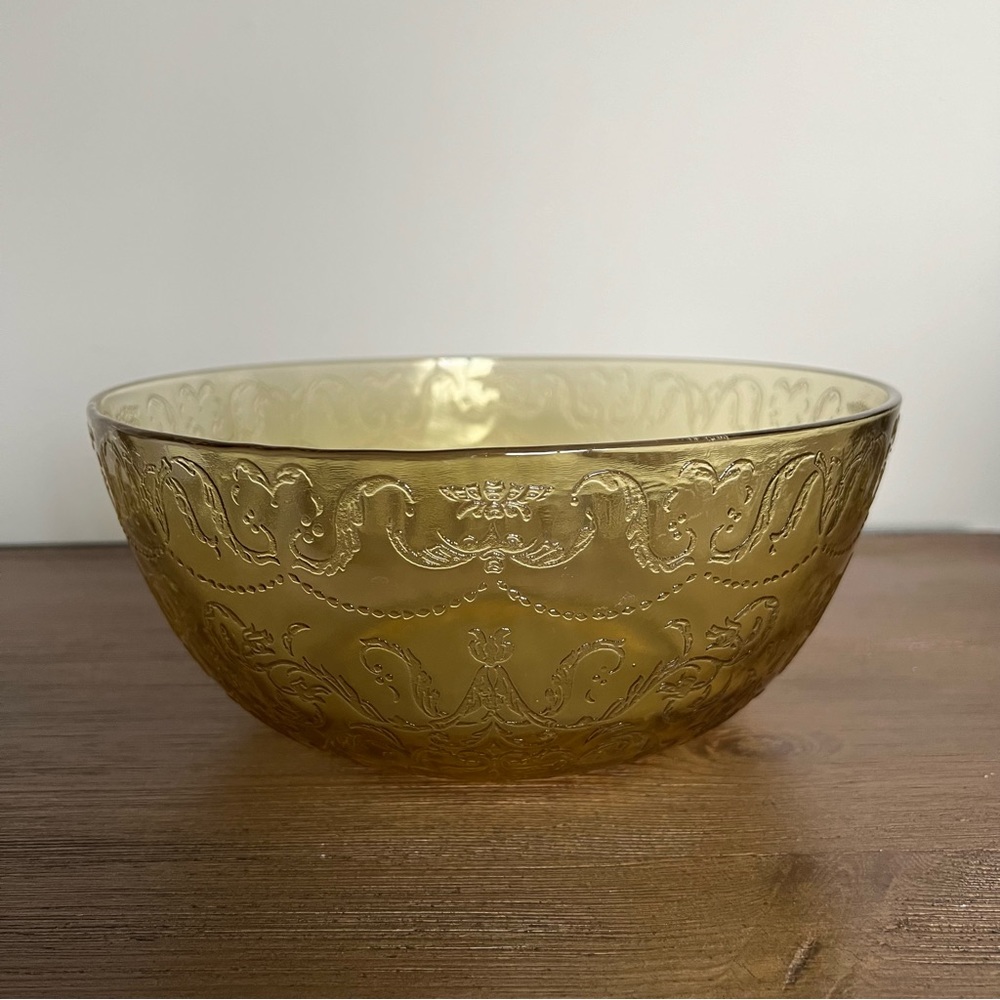 FEDERAL GLASS Madrid Amber Vintage 9” Glass Salad Bowl